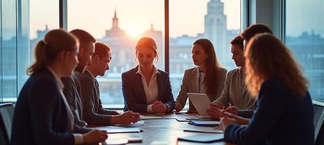 Diverse Dublin workplace team collaborating